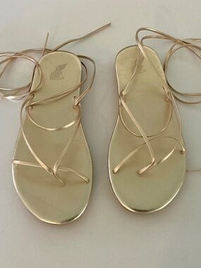 ANCIENT GREEK Gladiator Sandal in Gold Leather Size EU 40